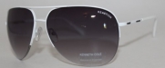 Kenneth Cole Reaction Sunglass Shiny White Aviator, Smoke Gradient Lens KC1098 21B