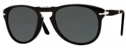 Persol PO0714 95/58 Black Sunglasses with Green Polarized Lenses 52mm 714 95/58 52