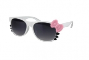 Cute Ladies Retro Fashion Kitty Sunglasses w/ Bow and Whiskers (Triple Optic)