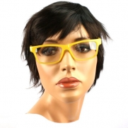 100% UV Protection Unisex Fake Clear Lens Nerd Eyeglasses Rectangular Yellow