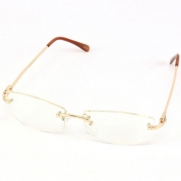 Fake Clear Lens Frameless Eyeglasses Rimless Gold