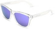 Oakley Mens Frogskins 24-305 Iridium Cat Eye Sunglasses,Polished Clear Frame/Violet Lens,One Size