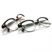 Optical Quality Horned Rim Clear Lens RX'able Half Frame Club Master Glasses