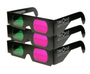 3 PAIRS - TriOviz Games - Official Magenta and Green - CARDBOARD 3D GAMING GLASSES