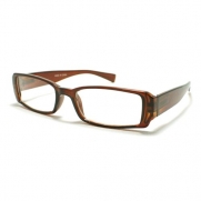 Brown Extra Narrow Rectangular Plastic Frame Clear Lens Fashion Eye Glasses