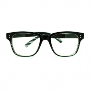 Two Metal Dot Emblem Horn Rim Wayfarer Fashion Eye Glasses - Black Clear