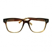 Two Metal Dot Emblem Horn Rim Wayfarer Fashion Eye Glasses - Brown