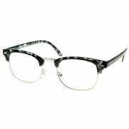 Vintage Inspired Classic Half Frame Wayfarers Clear Lens Glasses