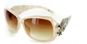 Baton Rouge 1226 Women's Designer Sunglasses with Stylish Patterned Frames with Fleur de Lis Emblem and Large Lenses (Beige Animal + Amber)