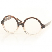 Unisex Big Circle Round Reading Glasses Eyeglasses Clear Lens Brown Clear +1.25
