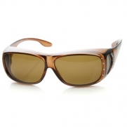 Womens Large Polarized Lens Cover Wrap Sunglasses with Side Lens (Brown)