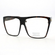 Tortoise Super Oversized Eyeglasses Flat Top Square Clear Lens Glasses Frames