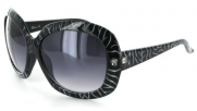 Glyphic 9411 Women's Designer Sunglasses with Unique Stylish Patterned Frames and Large Lenses (Black/White + Smoke)