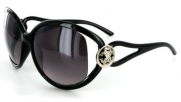 Cozumel 1933 Women's Designer Sunglasses with Stylish Patterned Frames and Pretty Temple Emblem and Large Lenses (Black + Smoke)