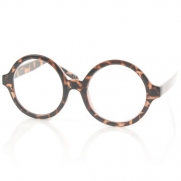 Unisex Big Circle Round Reading Glasses Eyeglasses Clear Lens Brown Print +2.00
