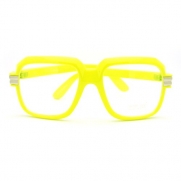 Run DMC Pop Color Oversized Gazelle Nerdy Clear Lens Eye Glasses - Yellow