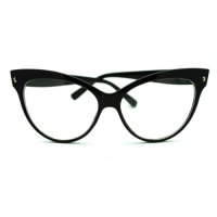 True Goth Cat Eye Clear Len Fashion Optical Eye Glasses - Black