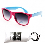 Kd217-vp Kids Child 80s Retro Vintage Wayfarer Sunglasses (Kr Pink/blue-black Lens, Mirrored)