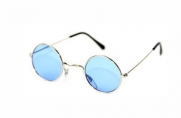 New Colored Tinted Lens John Lennon Sunglasses w/ Free Glasses Cord - (6 Different Colors), Blue