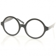 Unisex Big Circle Round Reading Glasses Eyeglasses Clear Lens Solid Black +2.00