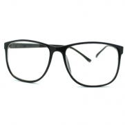 Black Large Rectangular Thin Plastic Frame Clear Lens Fashion Eye Glasses