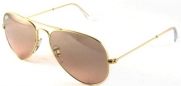 Ray-Ban RB3025 Aviator Large Metal Sunglasses 62 mm, Non-Polarized, Gold Frame/Pink Mirror Lens