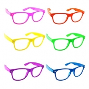 Lot of 6 Nerd Glasses Buddy Holly Wayfarer Dark and Clear Lenses (Multi Color Frames Clear enses)