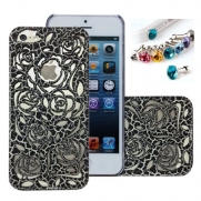 Cocoz® New Releases Romantic Black Roses Carved Palace Fashion Design Hard Case Cover Skin Protector for Iphone 5 At&t Sprint Verizon Retail Packing(pc) -H001