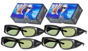 4 Rechargeable Ultra-Clear 3D Glasses for Toshiba 3D Televisions