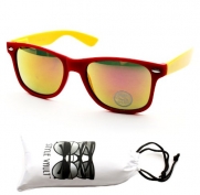 W1323-vp Vintage Retro 80s Wayfarer Sport Fashion Sunglasses (2TRV red/yellow-purplish gold, mirrored)