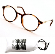 E417-vp Thin Frame Round Circle Vintage Clear Lens Eyeglasses Sunglasses (Tortoise, Clear)