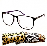 D990-dp Dg Eyewear Thin Framed Nerdy Fashion Eyeglasses Sunglasses (black/purple, clear)