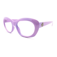Butterfly Emblem Cat Eye Shape Clear Lens Eye Glasses - Purple