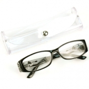 Floral Crystal Pivot Clear Lens Reading Eyeglasses Pouch Black + 1.25