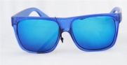 80's Style Vintage Wayfarer Style with Reflective Color Mirror Lens Luna Sunglasses Blue