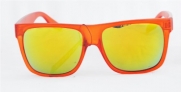 80's Style Vintage Wayfarer Style Reflective Color Mirror Lens Luna Sunglasses-Orange