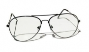 New Non-Prescription Premium Aviator Clear Lens Glasses - (3 Frame Colors Available), Black