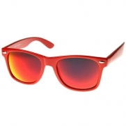 Reflective Color Mirror Lens Neon Color Wayfarers Style Sunglasses-Red