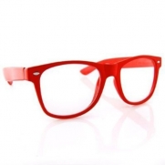 Clear Lens Buddy Wayfarer Glasses - Clear Red w/ Micro Case
