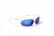 Optic Nerve Omnium Sunglasses, Shiny White, Polarized Smoke with Blue Zaio Lens