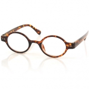 Unisex Narrow Slim Oval Circle Round Reading Glasses Clear Lens Brown +2.00