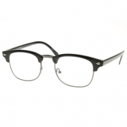 zeroUV® - Vintage Inspired Classic Half Frame Wayfarers Clear Lens Glasses (Black-Gunmetal)