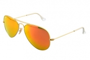 Ray-Ban RB3025 Aviator 112/69 Large Metal Sunglasses,Matte Gold Frame/Orange Lens,55 mm