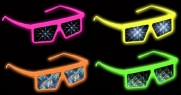 3D Fireworks Glasses - 4 Pairs of Plastic Fireworks Glasses with Glow in the Dark and Black Light activated Frames-4 Pairs