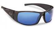 Flying Fisherman Magnum Polarized Sunglasses (Shiny Black Frame, Smoke/Blue Mirror Lenses)