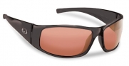 Flying Fisherman Magnum Polarized Sunglasses (Shiny Black Frame, Vermillion Lenses)