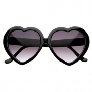 Large Oversized Womens Heart Shaped Sunglasses Cute Love Fashion Eyewear (Black)