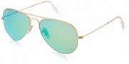 Ray-Ban Aviator 112/19 Aviator Sunglasses,Matte Gold/Crystal Green Mirror,55 mm