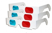 O'Plaza ® Disposable 3 X Paper Red/cyan Lenses 3d Glasses Direct-clip on 3d Glasses for 3d Movies, Dvd's and Gaming- White Paper Frame