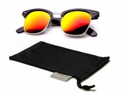 Wayfarer Sunglasses Classic 80's Vintage Style Design (1/2 Frame Revo Sunrise w/Pouch)
